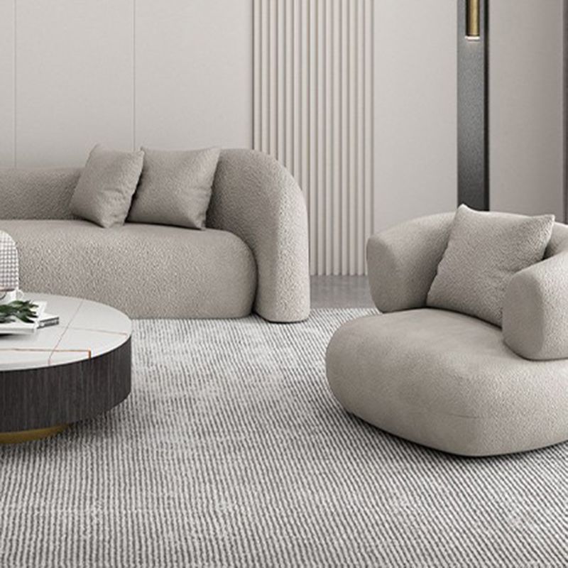Wool Contemporary Sloped Arm Sofa Curved Sofa for Living Room, Apartment