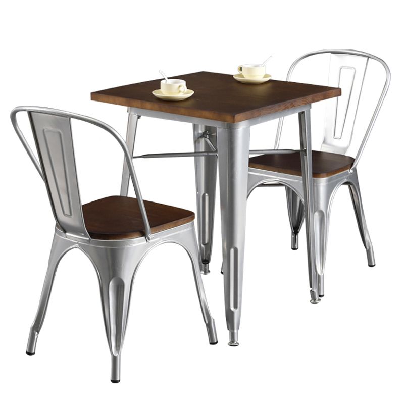 Mesa de comedor de madera maciza de estilo industrial Mesa de comedor con base de metal para comedor