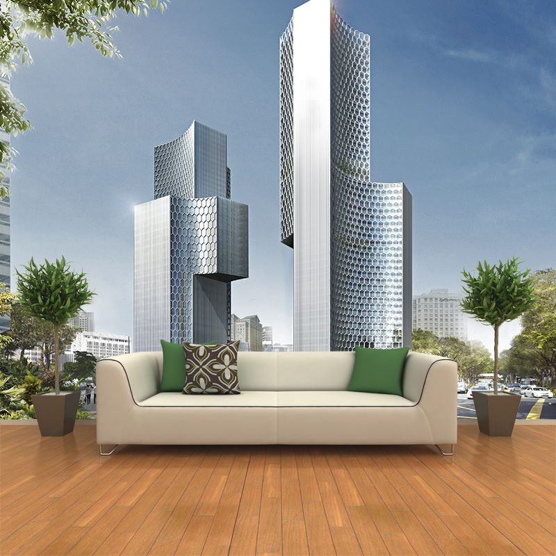 Modern Photographic City View Wall Mural Used to Decorate Living Room and Bedroom