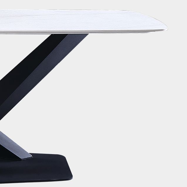 Traditional Luxury Rectangle Dining Table Sintered Stone Table with Pedestal Base