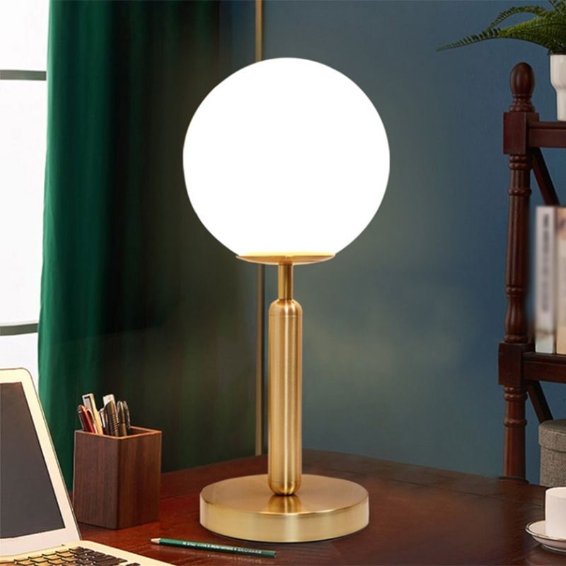 Global Bedside Night Light Opaline Glass 1 Bulb Minimalist Table Light
