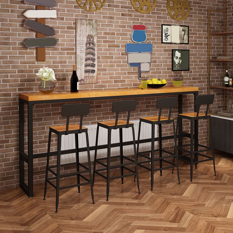 Contemporary Rectangle Bar Set 1/5 Pieces Solid Wood Pub Dining Set for Dining Room