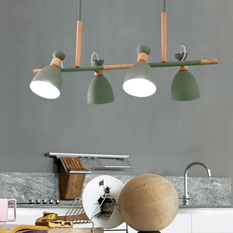 Adjustable Bell Metal Island Lighting Nordic 4 Lights Ceiling Hang Light for Dining Room