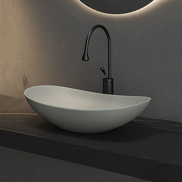 Contemporary Bathroom Sink Porcelain Oval-Shape Vessel Lavatory Sink with Pop-Up Drain