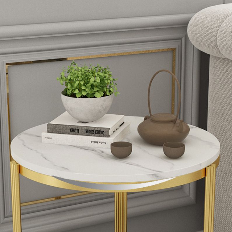 21.65" Slate Round Side End Table Iron 3 Legs Side Table with Shelf