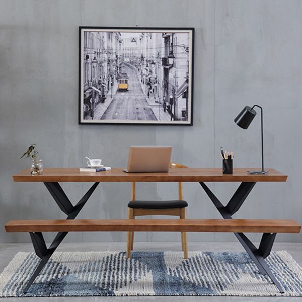 Industrial Rectangle Dining Table Wooden Table with Metal Legs for Home Use
