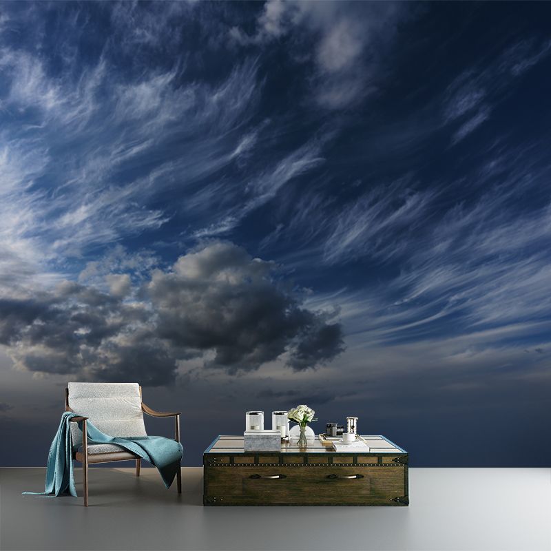 Photo Print Cloud Wallpaper Mural Modern Pretty Sky Scenery Wall Art in Sky Blue-White