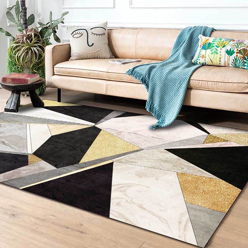 Creative Geometry Pattern Rug Blue and Purple Novelty Rug Synthetics Pet Friendly Washable Non-Slip Area Rug for Drawing Room