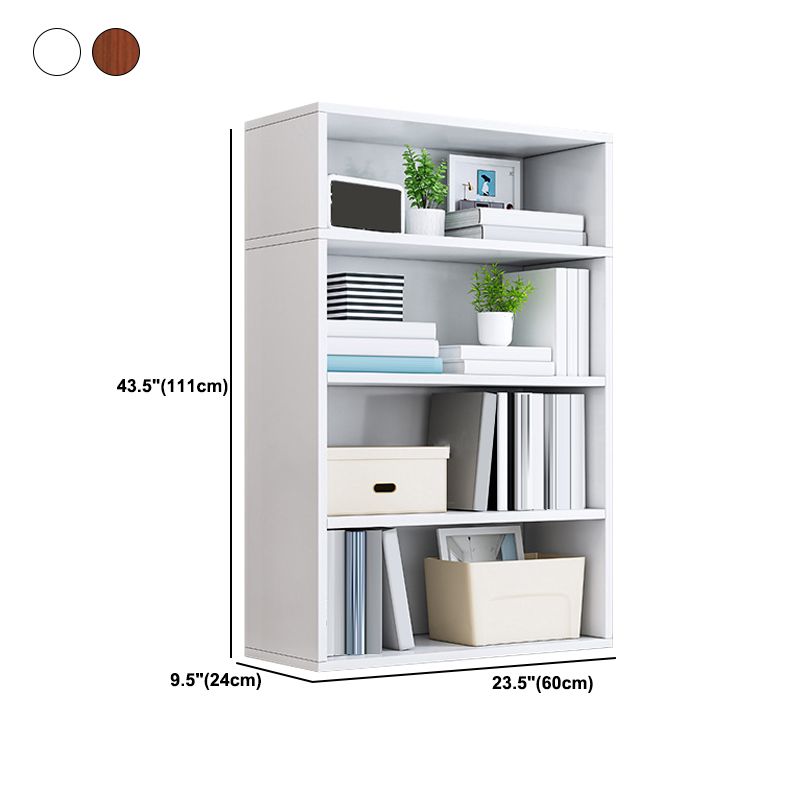 Modern Engineered Wood Bookshelf Standard Vertical Bookcase in Burnish