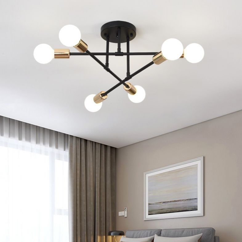 Metal Sputnik Shade Flush Ceiling Light Modern Style 6 Lights Flush Mount Fixture