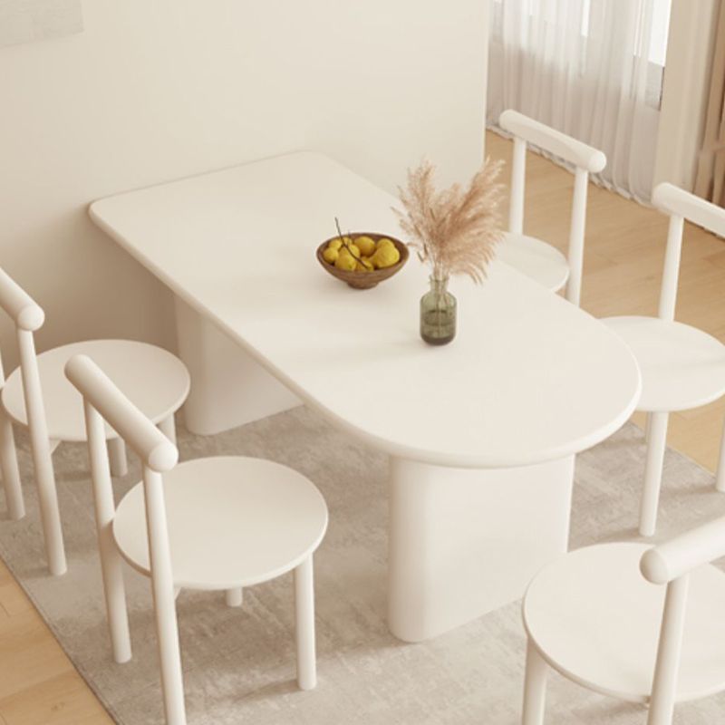 Double Pedestal Dining Table Solid Wood Dining Table in White for Dining Room