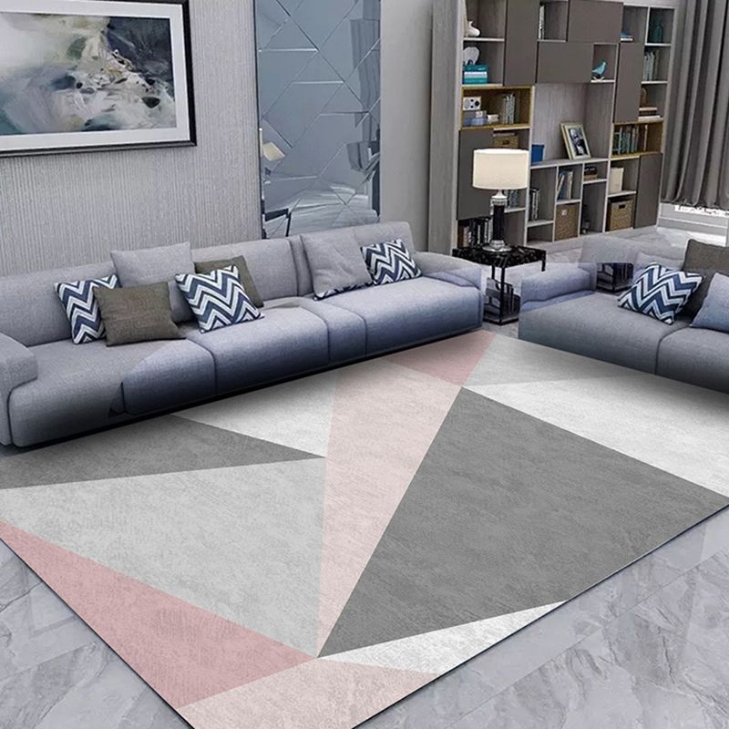 Multicolor Home Decoration Carpet Modern Geometric Printed Area Rug Polyester with Non-Slip Backing Rug