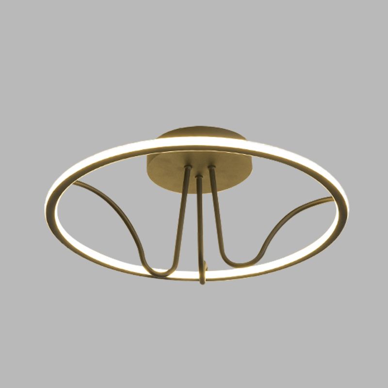 Circulaire minimaliste Semi Flush Mount Light Acrylique LED CHAMBRE LAPIL PLADIER PLADE EN NOIR