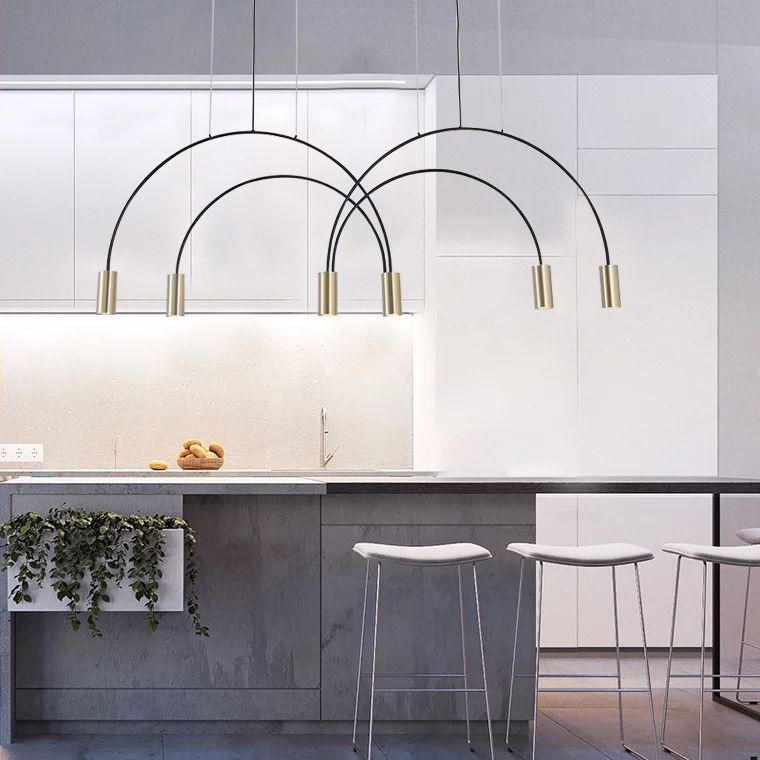 Contemporary Style Cylinder Island Lighting Ideas Metal 6 Light Island Pendant Lights