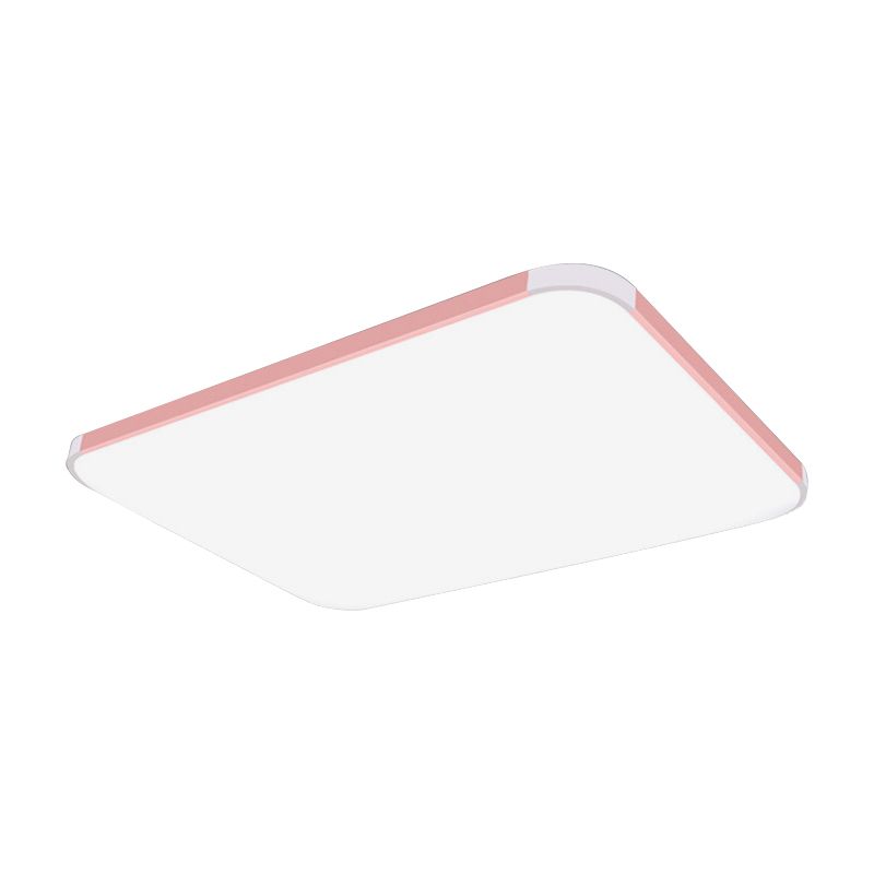 Geometric Flush Mount Lamp Macaron Acrylic Pink/Yellow/Blue LED Flush Mount Lamp, 12"/15"/17" Wide in White/Warm