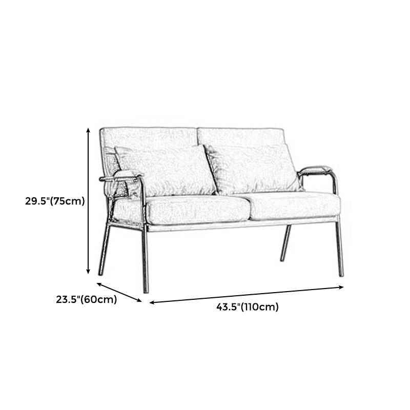 Sofá de lino industrial negro con almohadas de altavoces 29.53 "Sofá de brazo cuadrado alto