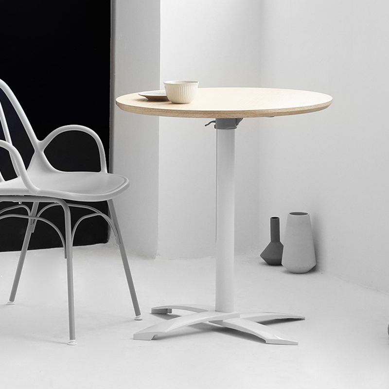 Modern Pedestal Wooden Coffee Table Round Top Shape Folding Cocktail Table