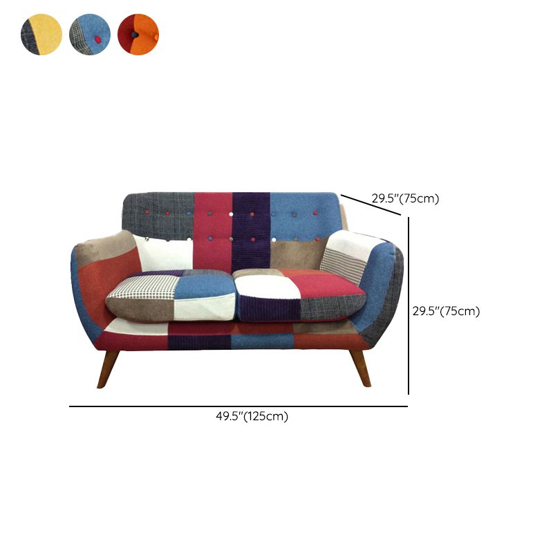 Flared Arm Sofa Cotton Stain Resistant Settee for Living Room