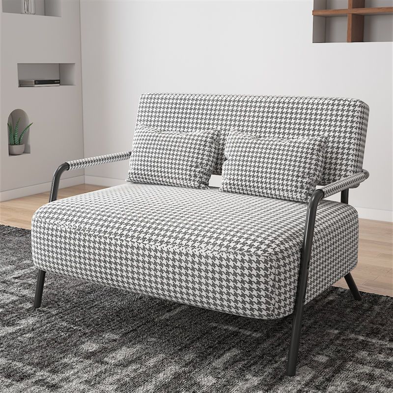 Contemporary Sofa with 2 Pillows Standard Square Arm Black Sofa