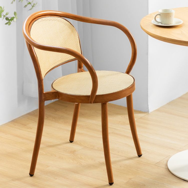 Modern Style Chairs Dining Stackable Arm Chair with Wooden Legs for Kitchen