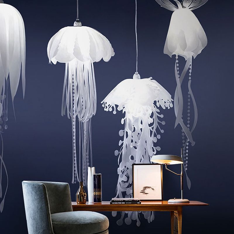Full Size Illustration Natural Mural Wallpaper for Dining Room with Jellyfish in Blue and Purple