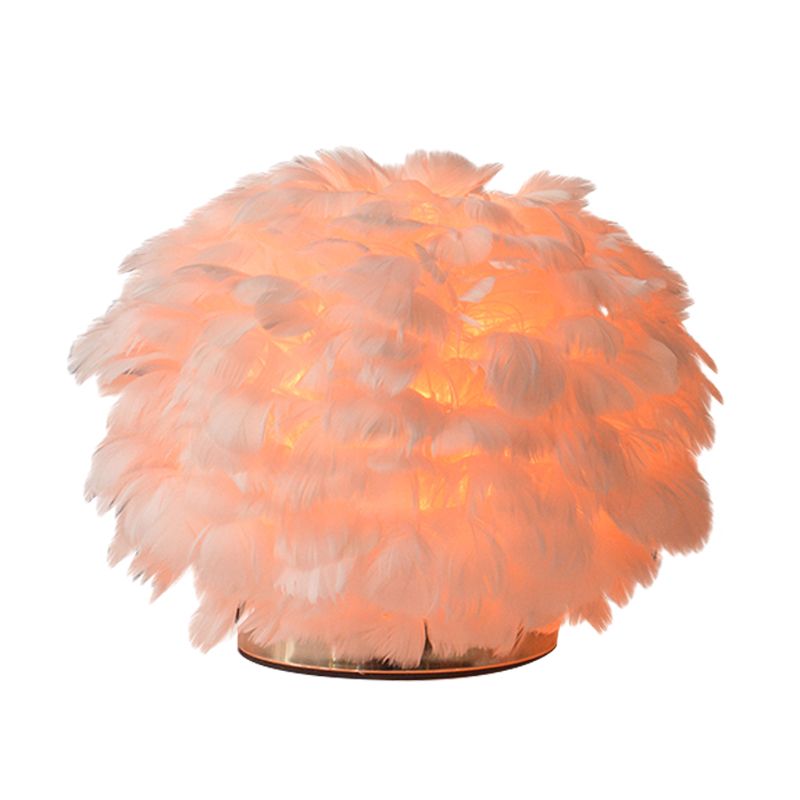 Chambre à coucher globale lite légère plume 1 bulbe lampe de table de nuit contemporaine en blanc / rose
