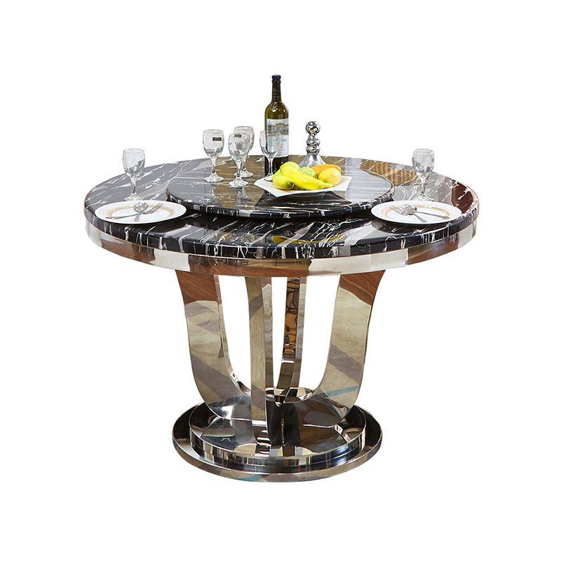 Marble Dining Table Luxury Style Single Pedestal Base Round Table for Dining Room
