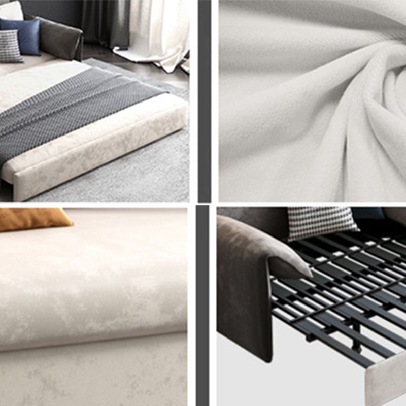 Contemporary Faux Leather Pillow Top Arm Sofa Bed for Living Room