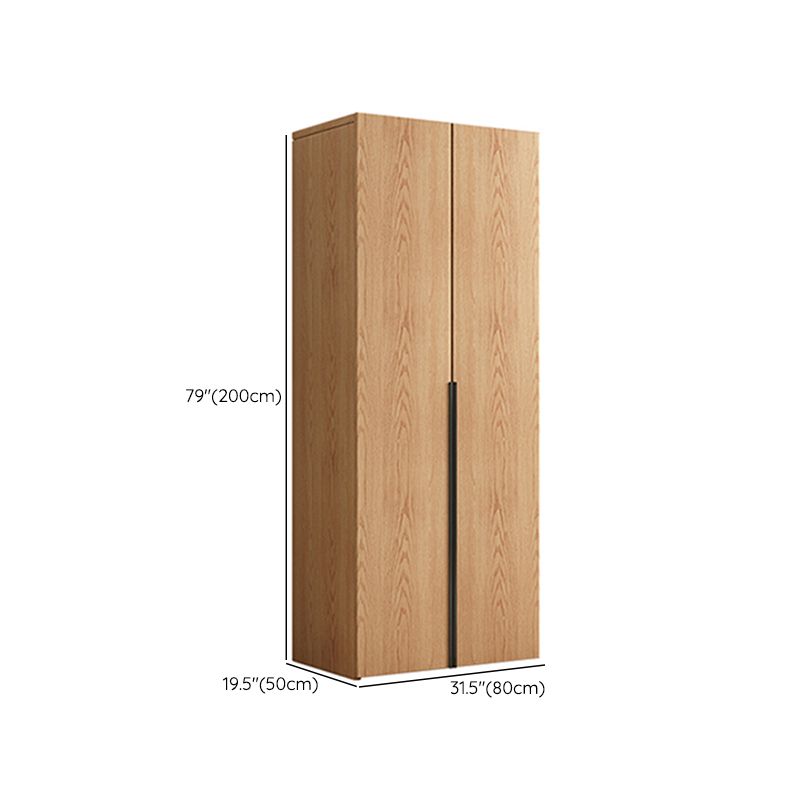 Contemporary Freestanding Natural Wardrobe Oak Solid Wood Wardrobe with Shelves