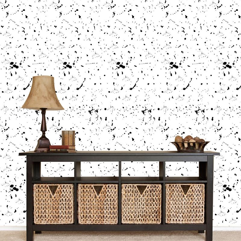 Black-White Spray Paint Wallpaper Panels Peel off Minimalist Living Room Wall Art