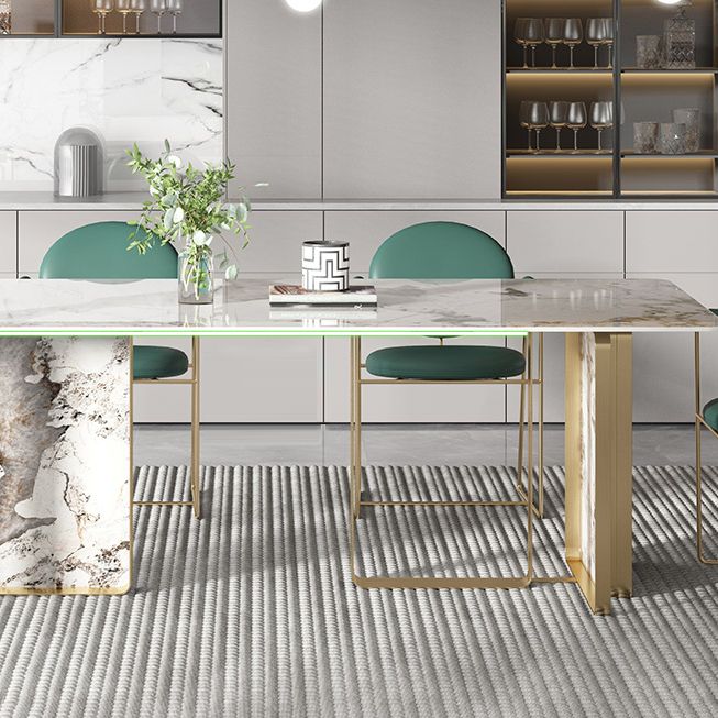 Modern Sintered Stone Dining Room Set Standard Height with Double Pedestal Base Dining Furniture