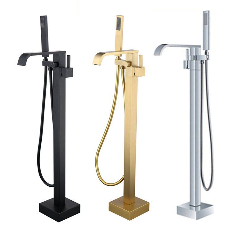 Floor Mounted Metal Freestanding Tub Filler 1 Handle Freestanding Bathtub Faucet
