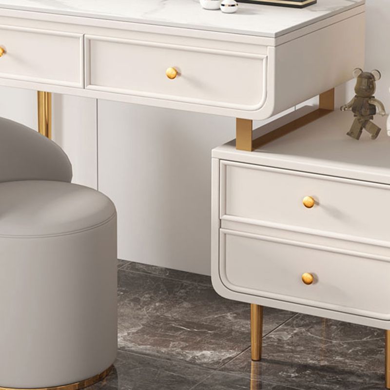 Bedroom Make-up Vanity in White/Grey Stone Top Dressing Table
