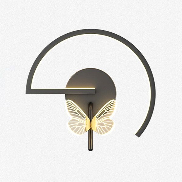 Luz de pared de metal moderna LED geométrica LED apliques con mariposa para dormitorio