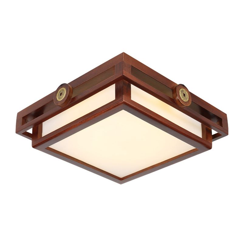 Minimalist Geometric Wall Sconce Walnut Wood Finish Hallway Flush Mount Light