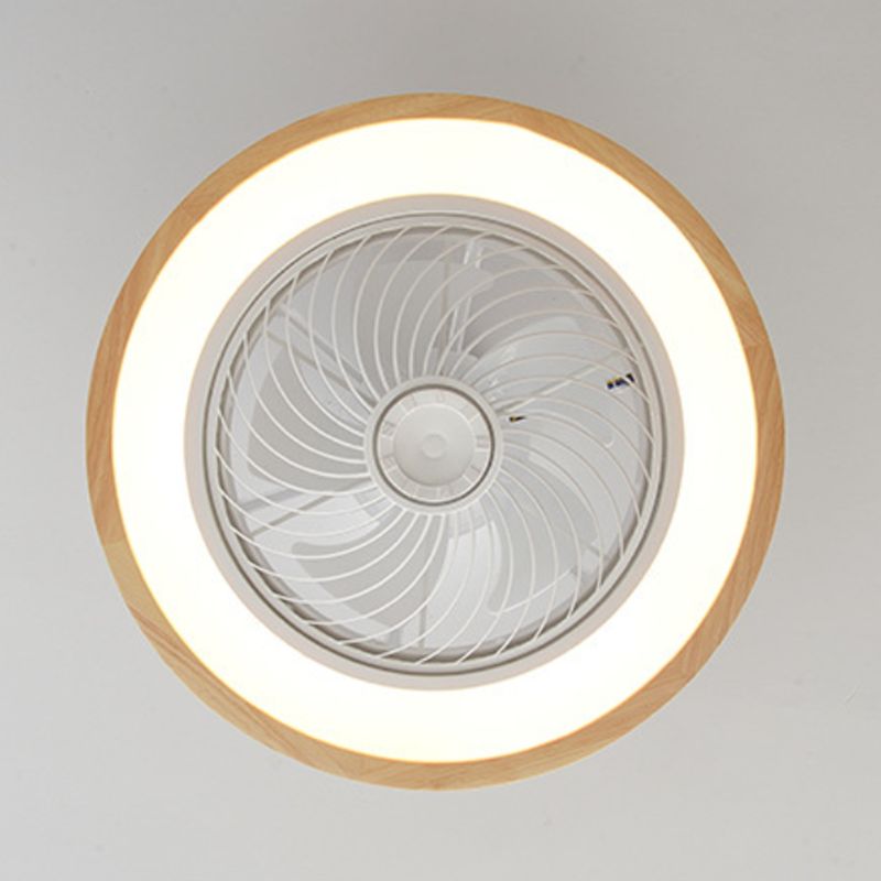 Geometric Ceiling Fan Lamp Nordic Style LED Wood Close to Ceiling Lamp