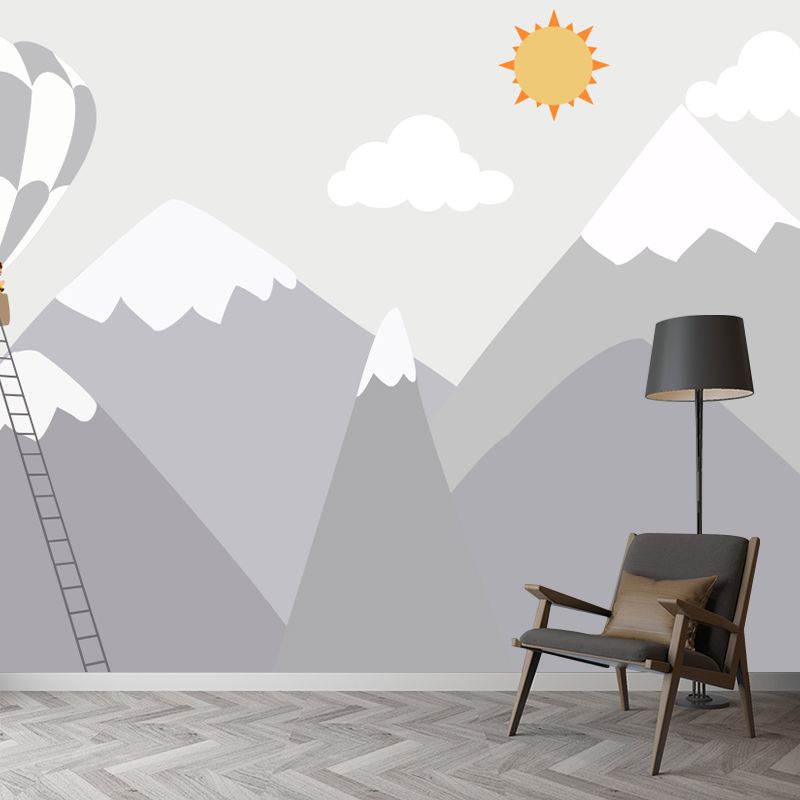 Hot Air Balloon Trip Murals Cartoon Moisture Resistant Kids Room Wall Art, Customized Size