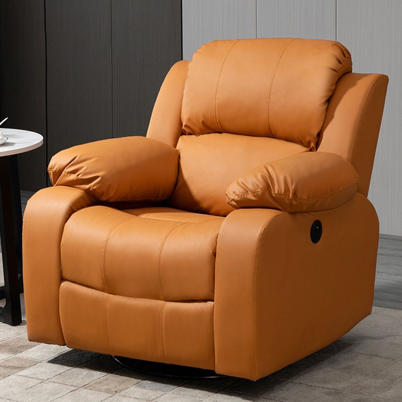Traditional Leather Manual Recliner 34.3' Wide Swivel Base Recliner Chair
