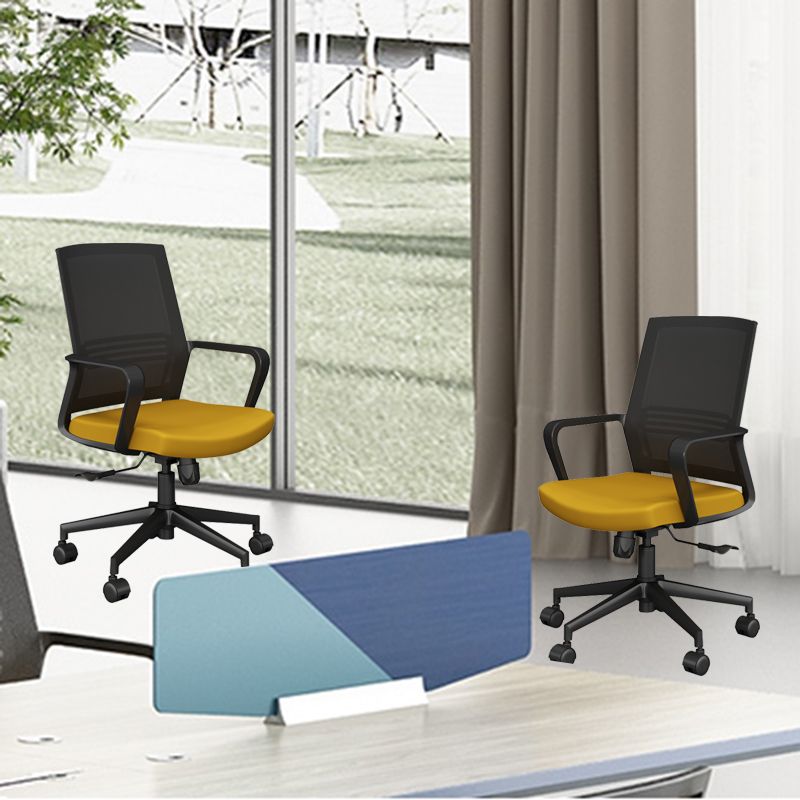 Modern Fixed Arms Desk Chair Nylon Frame Adjustable Office Chair