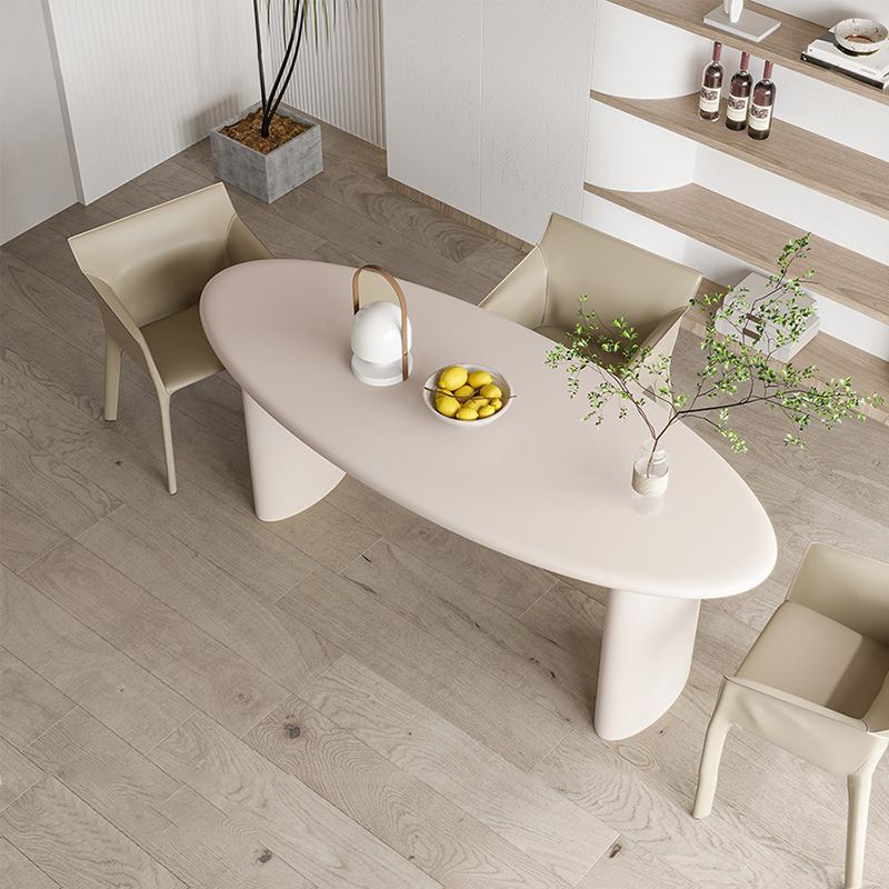 Modern Solid Wood Writing Desk Oval White and Beige Office Desk Parsons