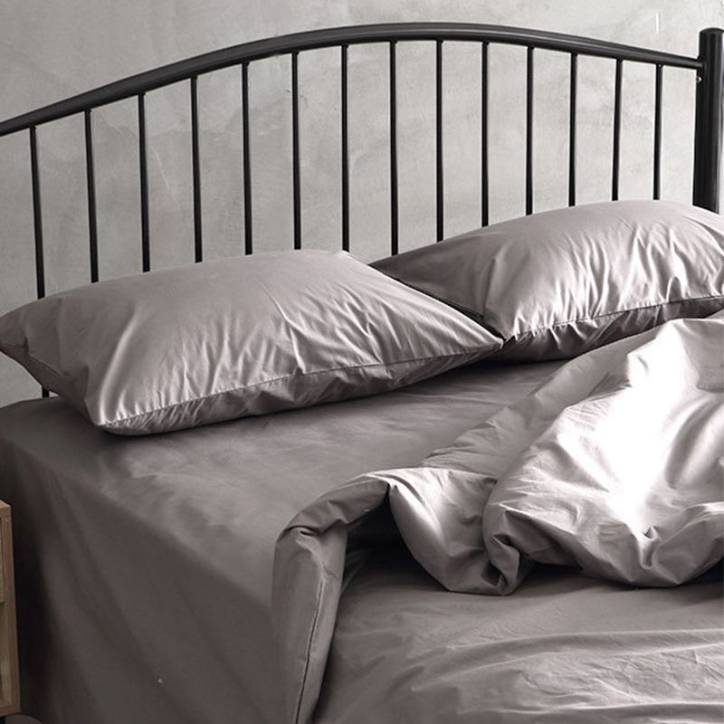 Contemporary Slat Bed Metal Black Open-Frame Bed with Custom Gold Legs