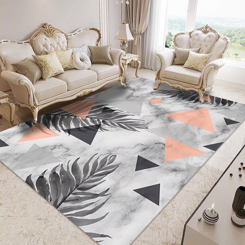 Modern Home Decor Carpet Geometric Contrast Panel Area Rug Polyester Carpet with Non-Slip Backing
