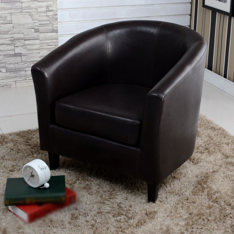 Faux Leather Accent Chair 28.34" L x 28.34" W x 25.59" H Barrel Chair