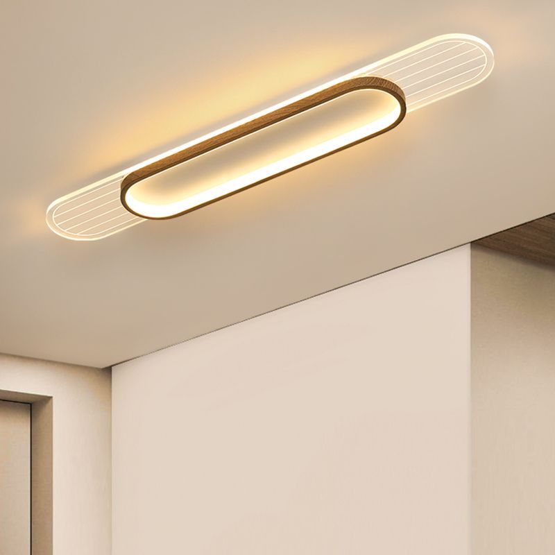 Modern Metal Flush Mount Oval Shape Ceiling Light with Acrylic Shade for Passage