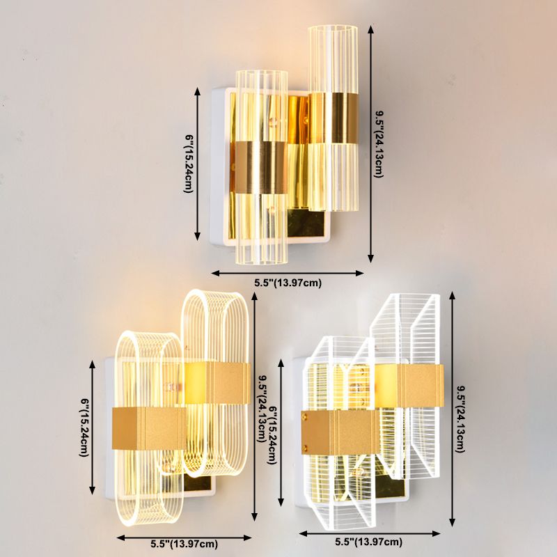 Geometrische Wandleuchten moderne Wandlampe Metall 2 Lichtwandleuchte in Gold