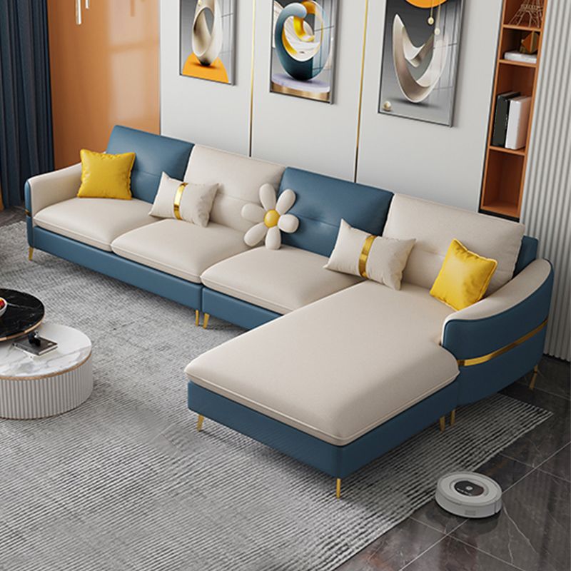 Faux Leather Square Arm Sofa with Pillows, 3/4 seat Sofa for Living Room
