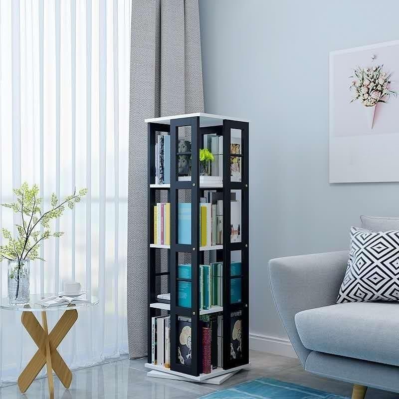 3/4/6-Shelf Contemporary Bookcase Metal Book Shelf Wooden Shelves for Living Room