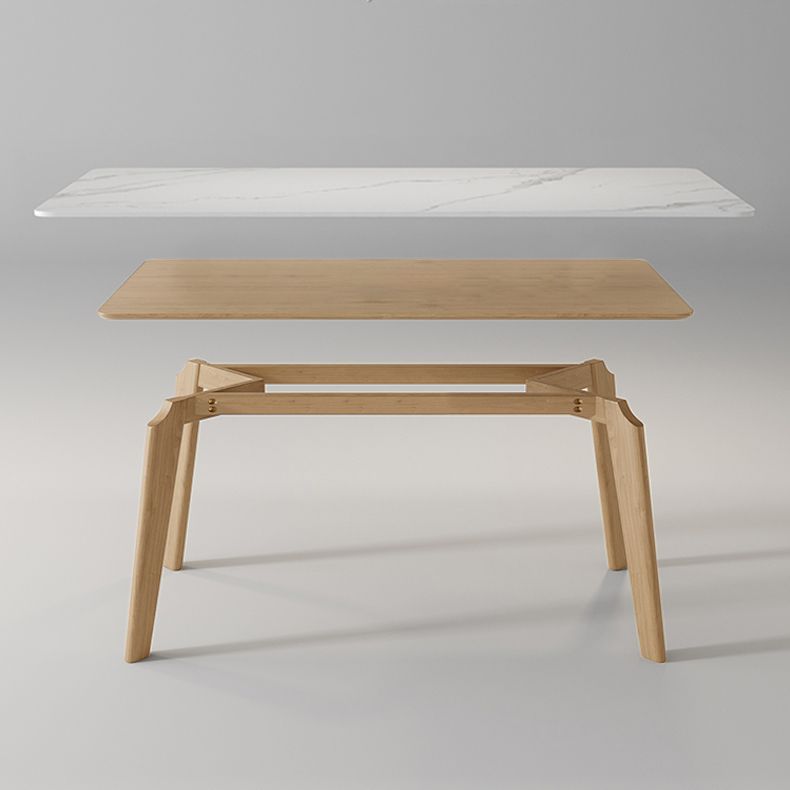 Sintered Stone Dining Table Wooden Base Dinner Table for Dining Room