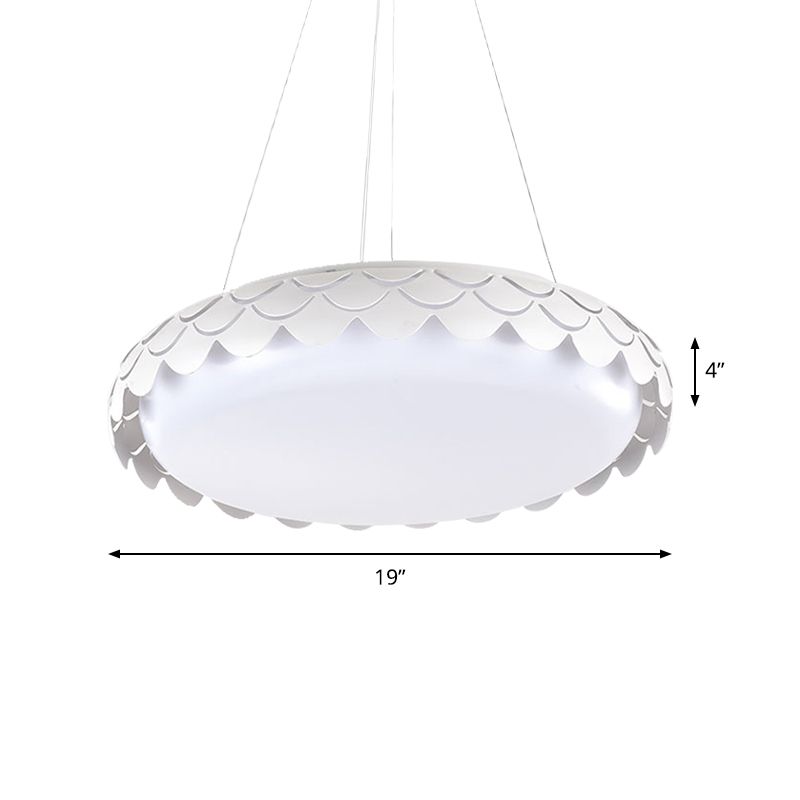 Lámpara colgante de escala de pescado kit de metal contemporáneo LED blanco/techo de oro Luz colgante en luz cálida/blanca/natural, 19 "/23" de ancho