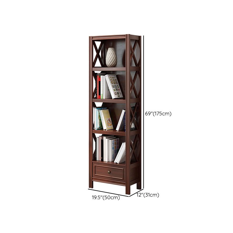 Standard Wooden Bookshelf Closed Back Contemporary Bookcase with Drawers